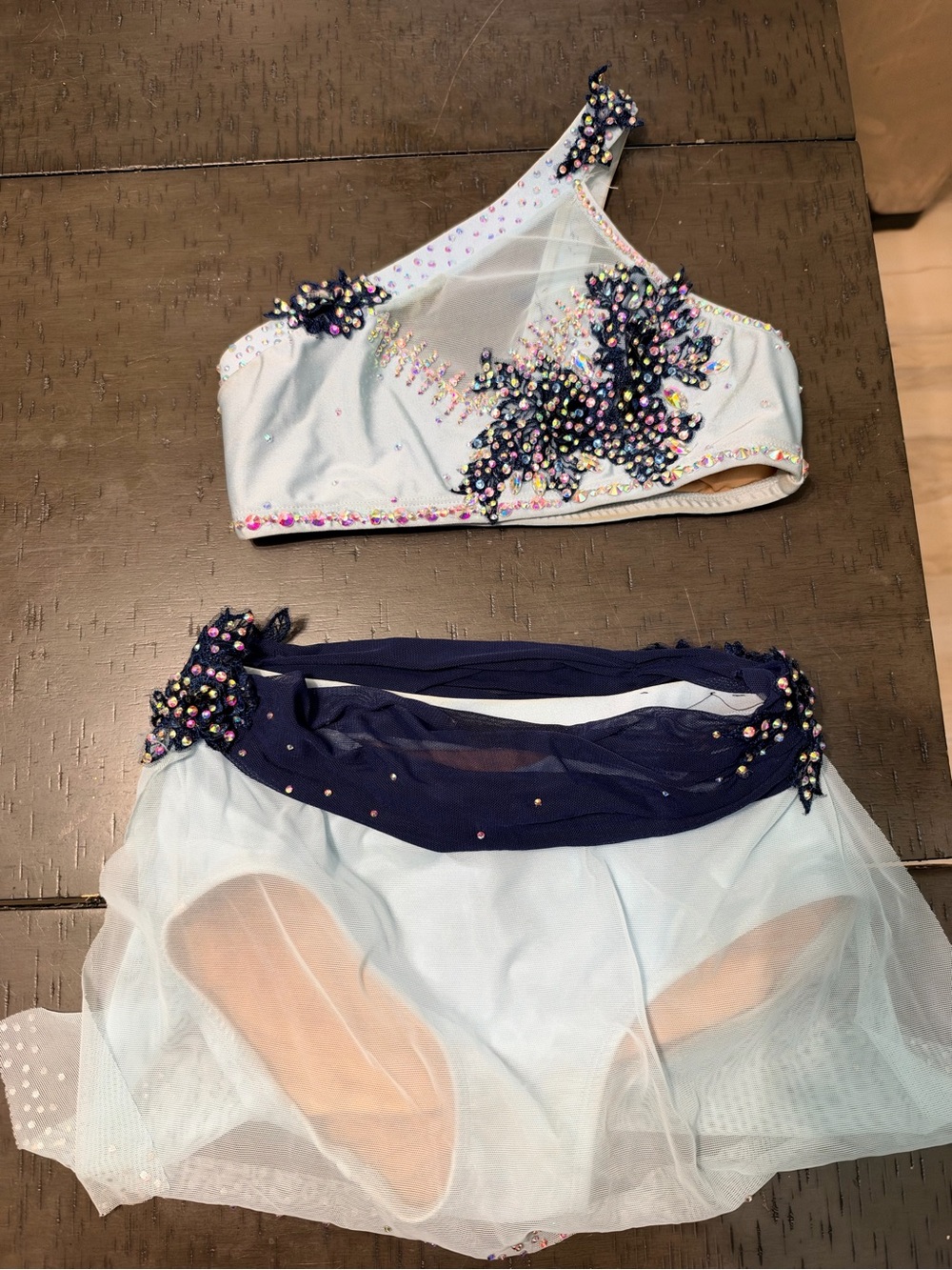 Light Blue & Navy Embellished One-Shoulder lyrical costume